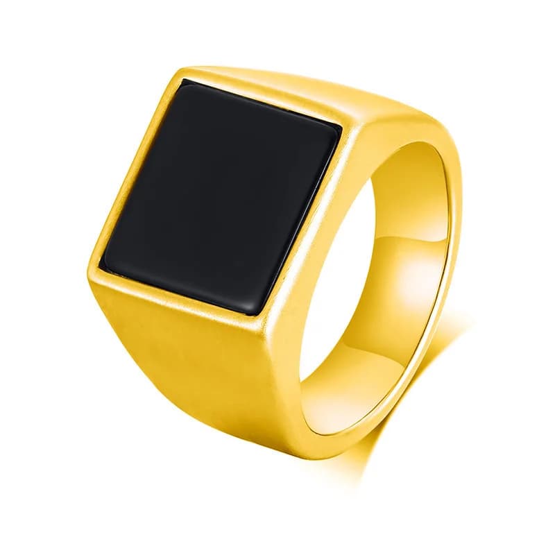 bandeau doré avec pierre noire carrée