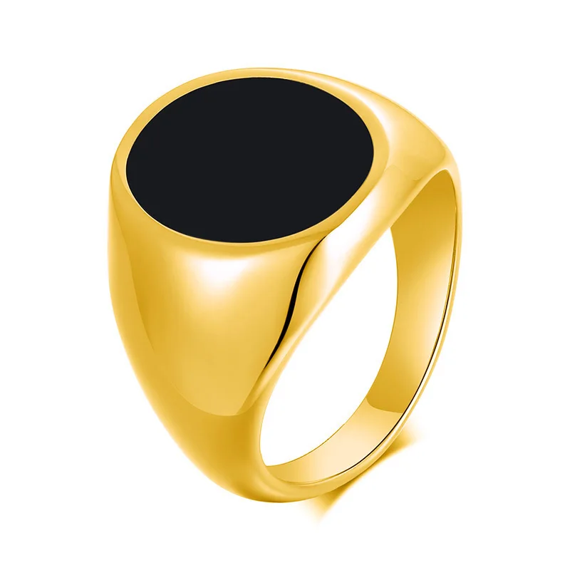 bague en or avec pierre onyx noire